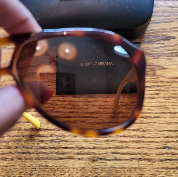 NWOT Dolce & Gabbana Brown Yellow Tortoise Medium Large Sunglasses With Case - Picture 2 of 7